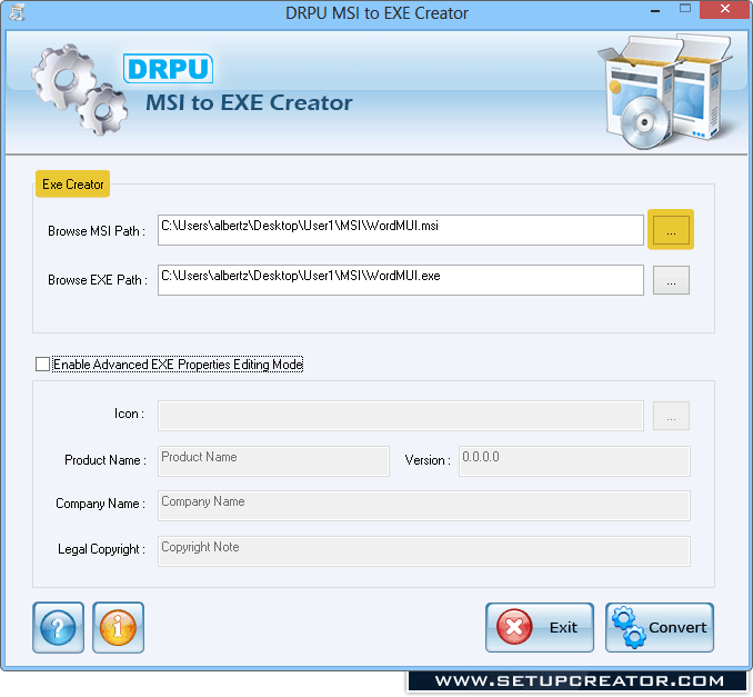 MSI to EXE Creator Software Screenshot