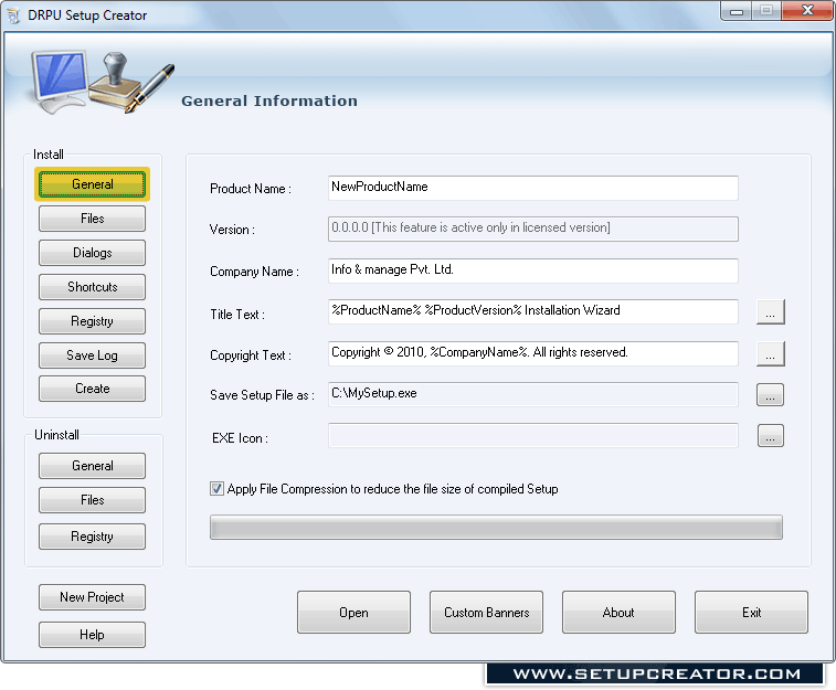 Setup Creator Software Screenshot